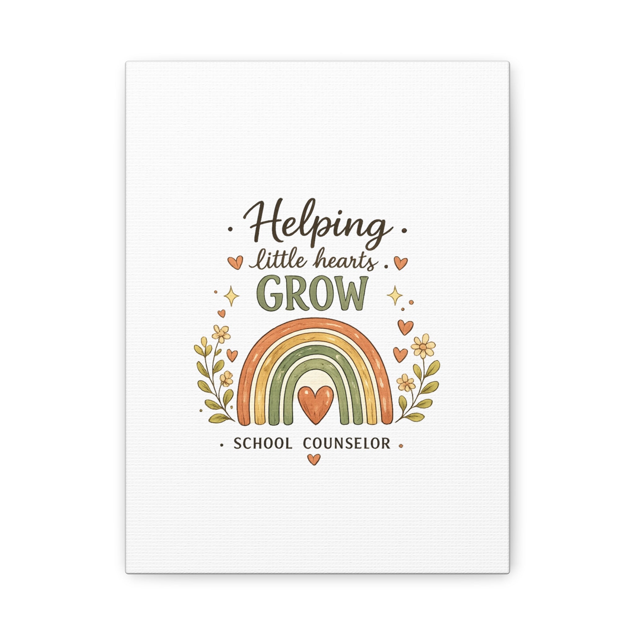 Helping Little Hearts Grow Canvas – School Counselor Decorative Wall Art