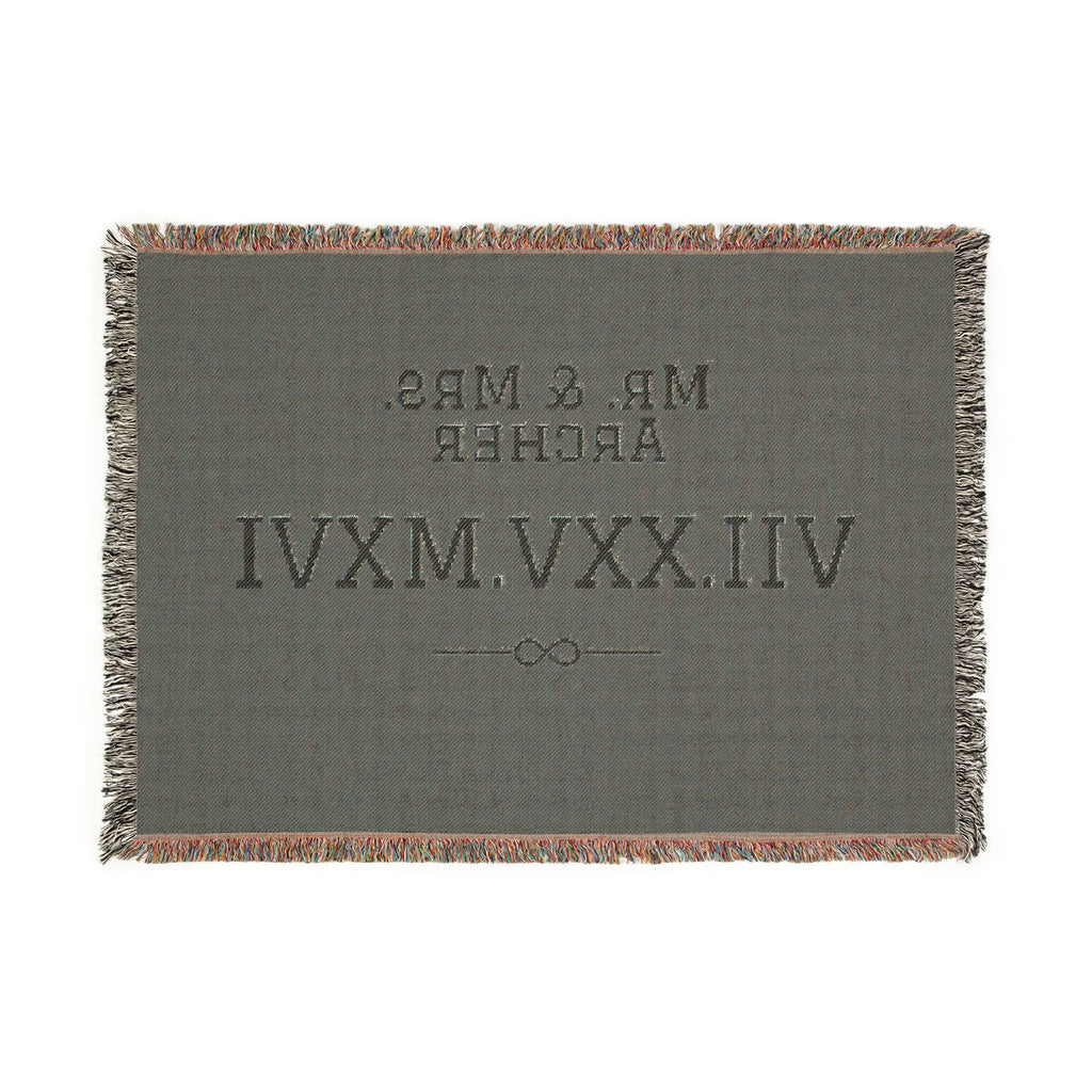 Personalized Couples Date Woven Blanket — Custom Roman Numerals