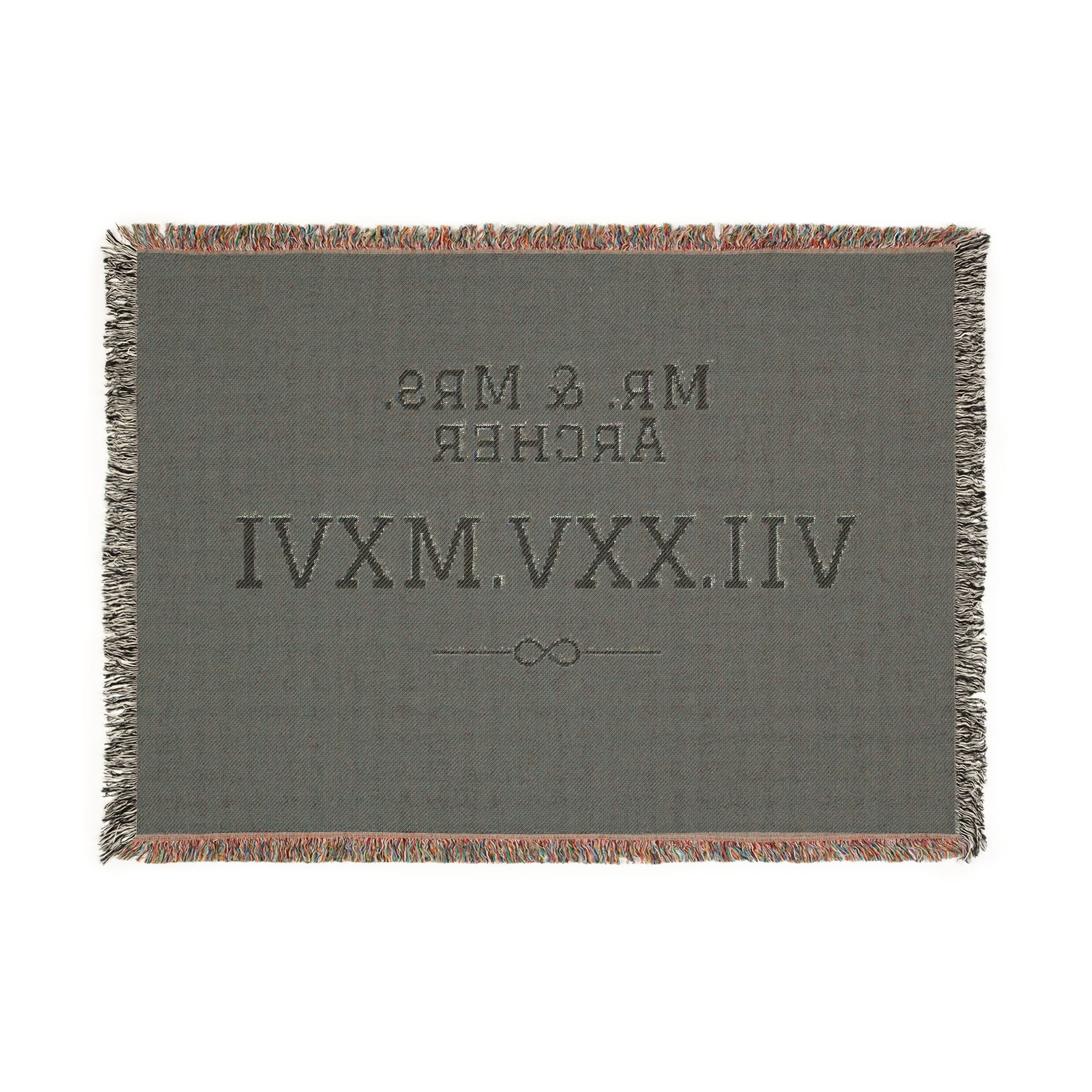 Personalized Couples Date Woven Blanket — Custom Roman Numerals
