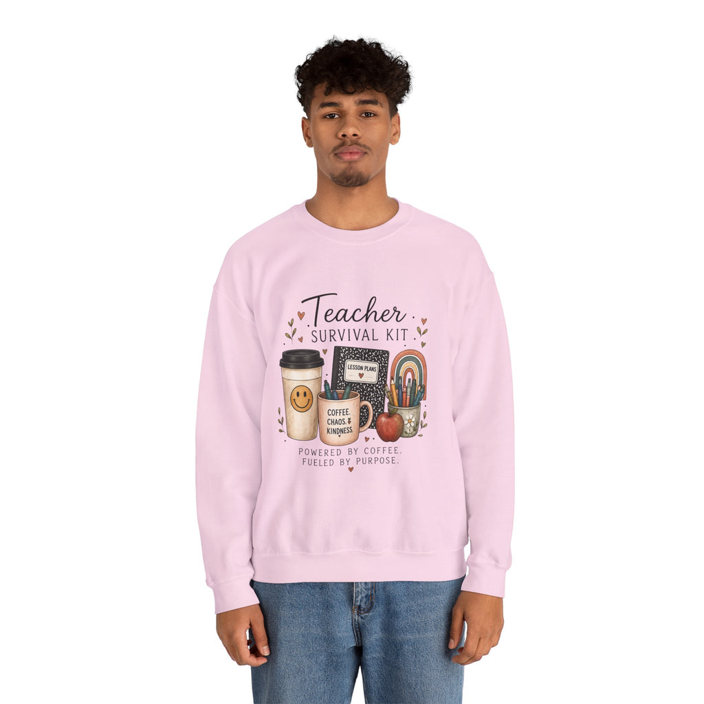 Teacher Survival Kit - Adult Crewneck Pullover Sweatshirt