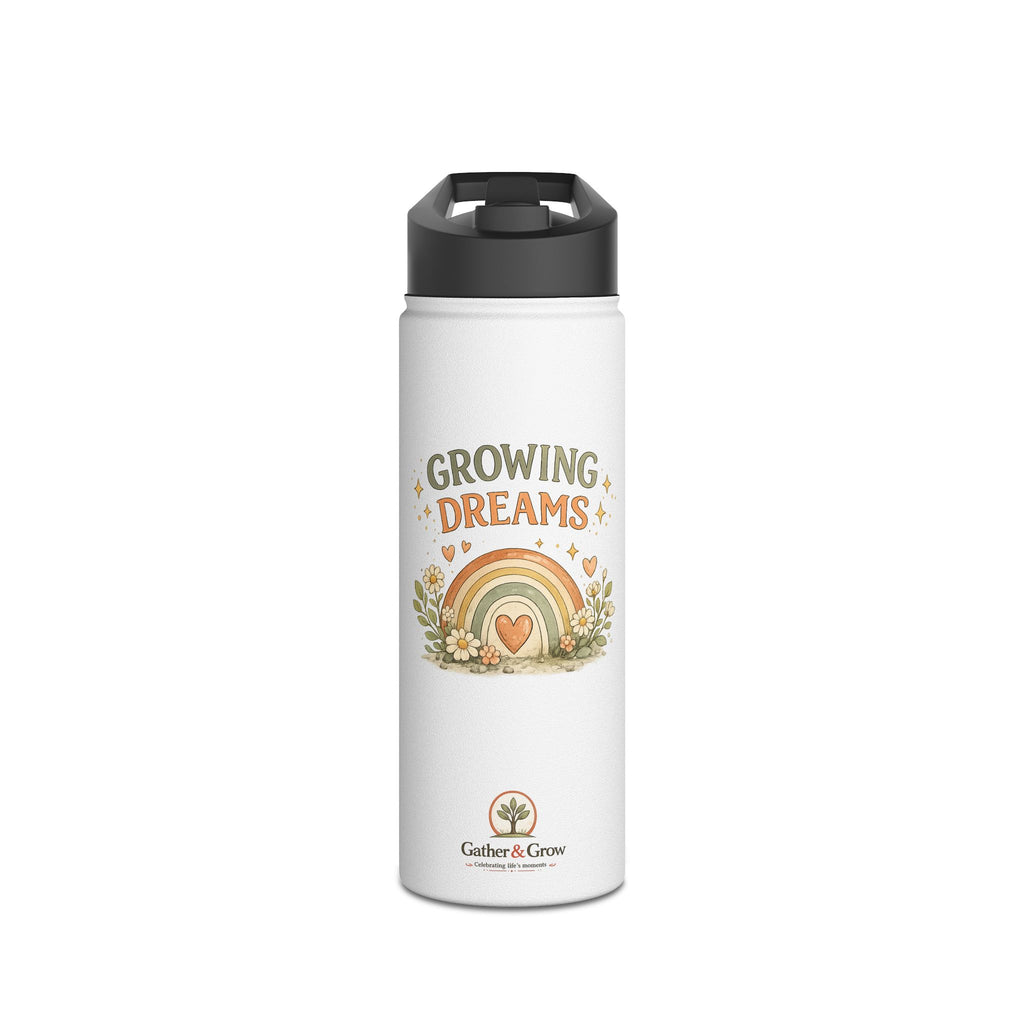 Growing Dreams Stainless Steel Water Bottle — Kids Floral Rainbow Insulated Bottle