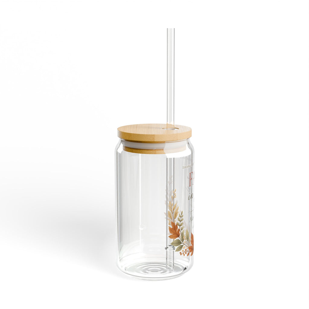 Fall in Love Sipper Glass - 16oz Personalized Wedding Favor with Autumn Leaves
