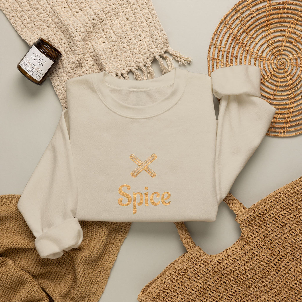 Cinnamon 'Spice' Embroidered Crewneck Sweatshirt — Matching Couples
