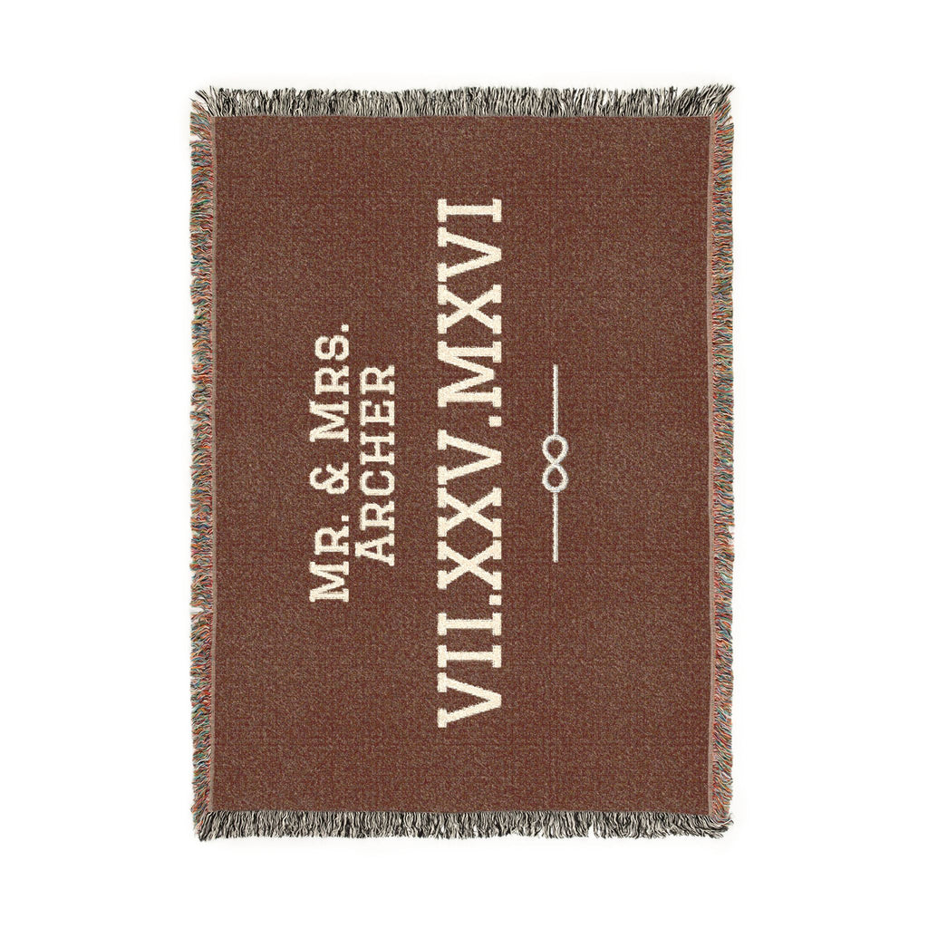 Personalized Couples Date Woven Blanket — Custom Roman Numerals