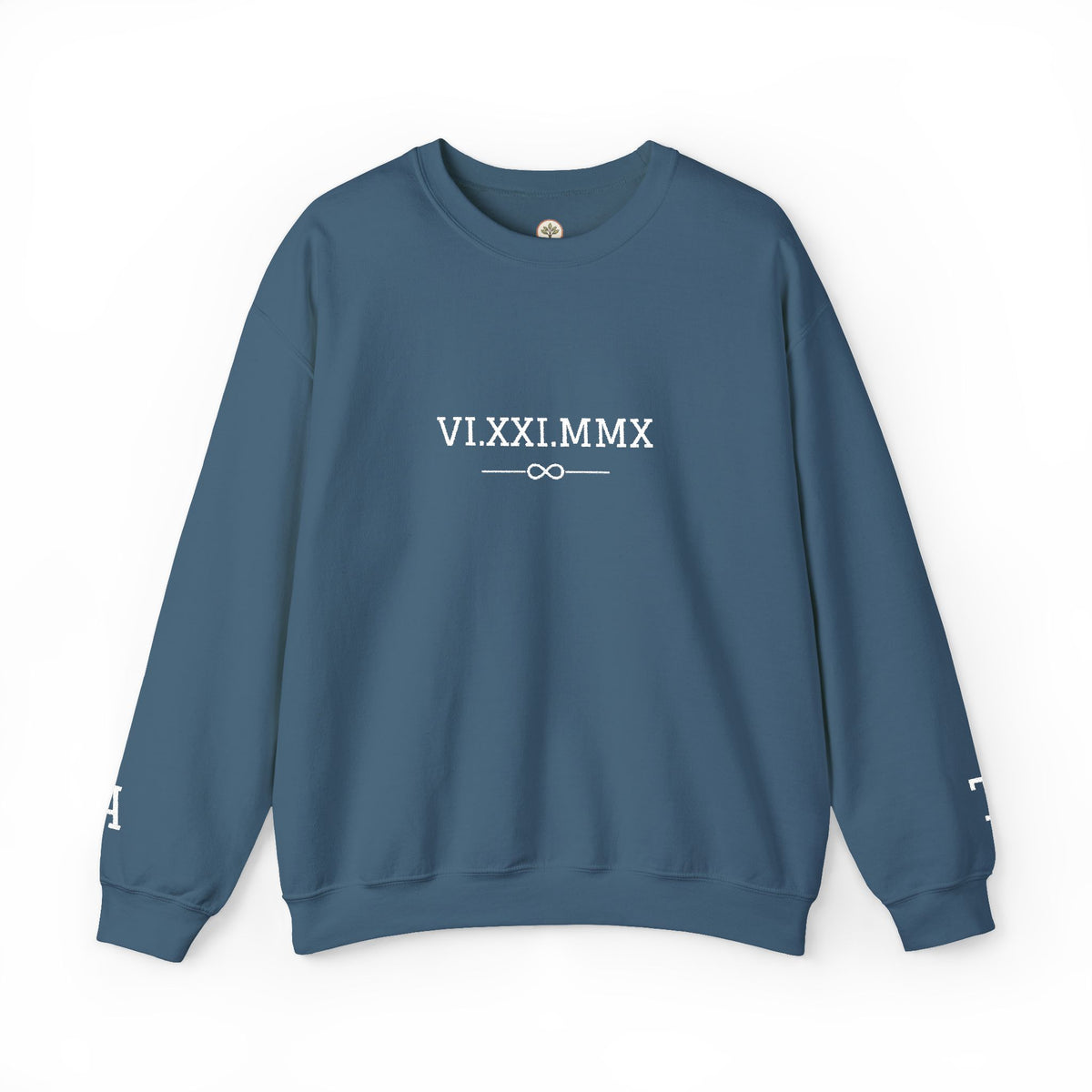Embroided Roman Numeral Couples Crewneck Sweatshirt — Personalized Anniversary/Birthday Date
