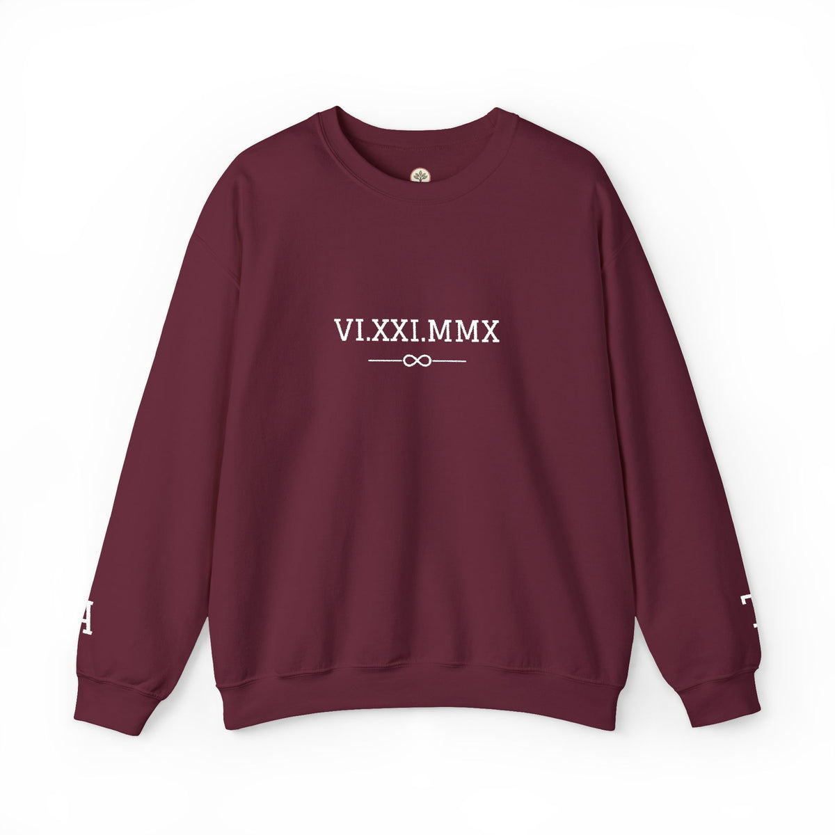 Roman Numeral Date Couples Crewneck Sweatshirt — Personalized Anniversary/Special Date