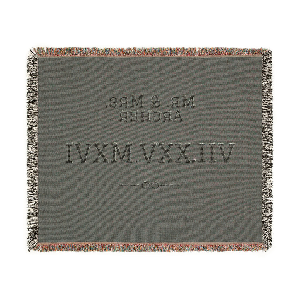 Personalized Couples Date Woven Blanket — Custom Roman Numerals