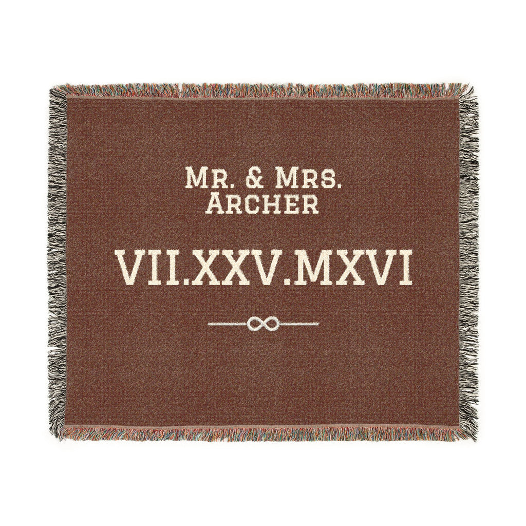 Personalized Couples Date Woven Blanket — Custom Roman Numerals