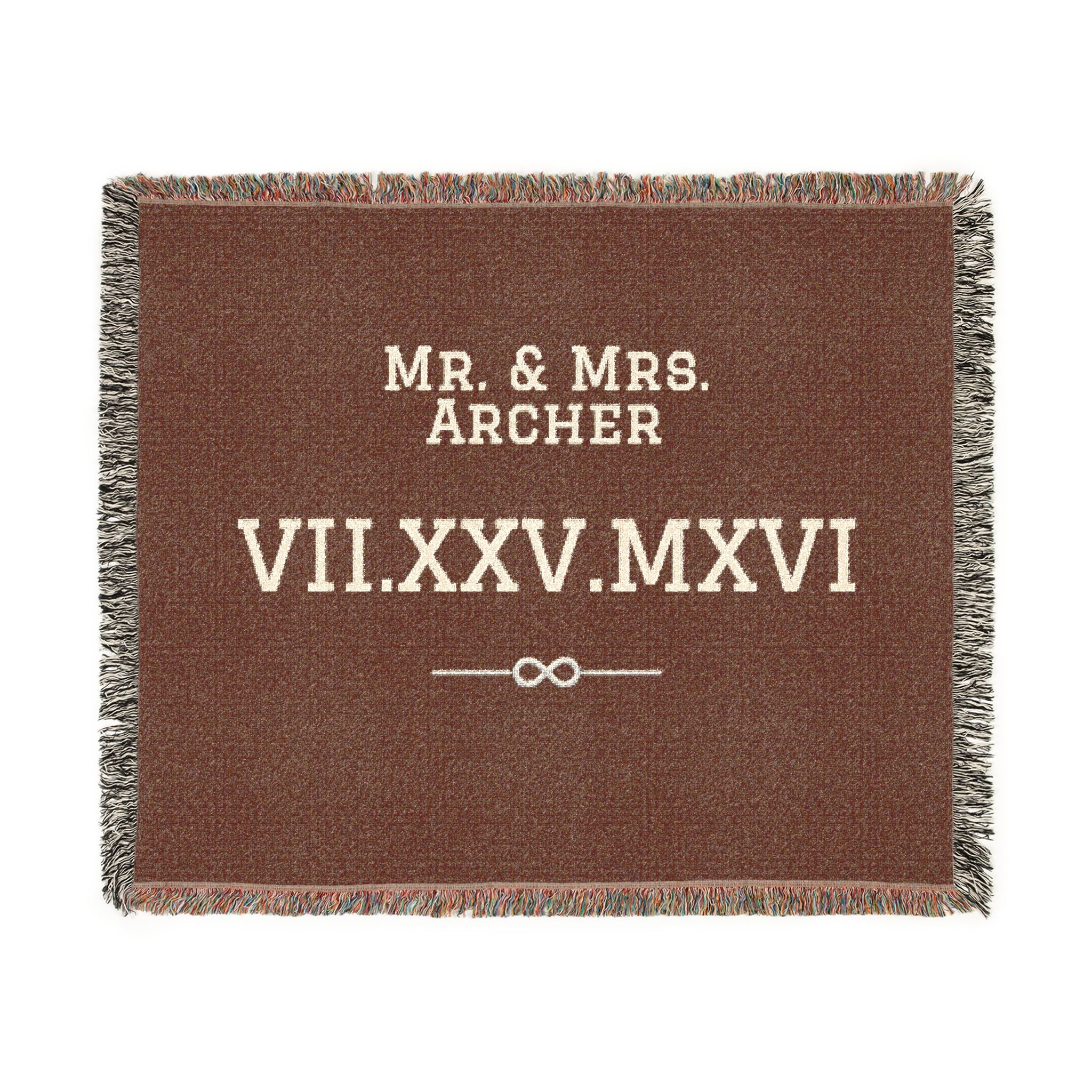 Personalized Couples Date Woven Blanket — Custom Roman Numerals