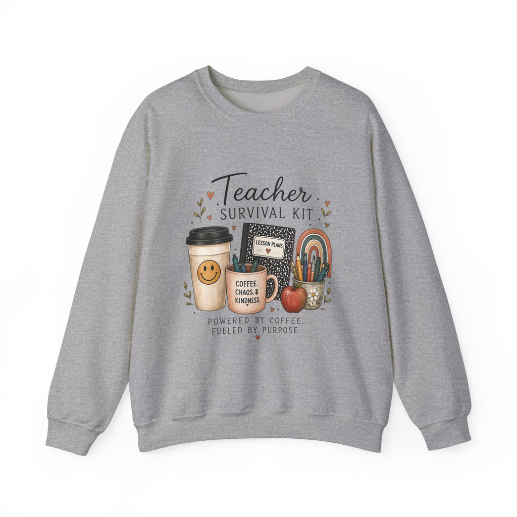 Teacher Survival Kit - Adult Crewneck Pullover Sweatshirt