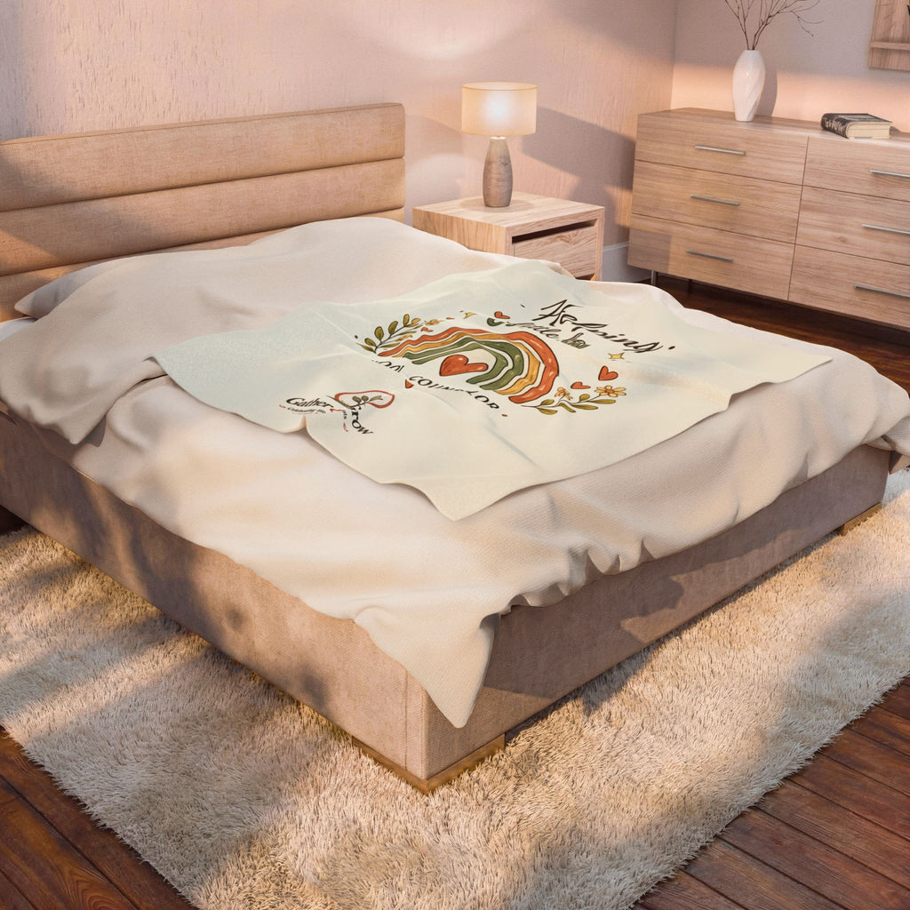 Helping Little Hearts Grow  —  Plush Blanket/Rainbow Velveteen Throw