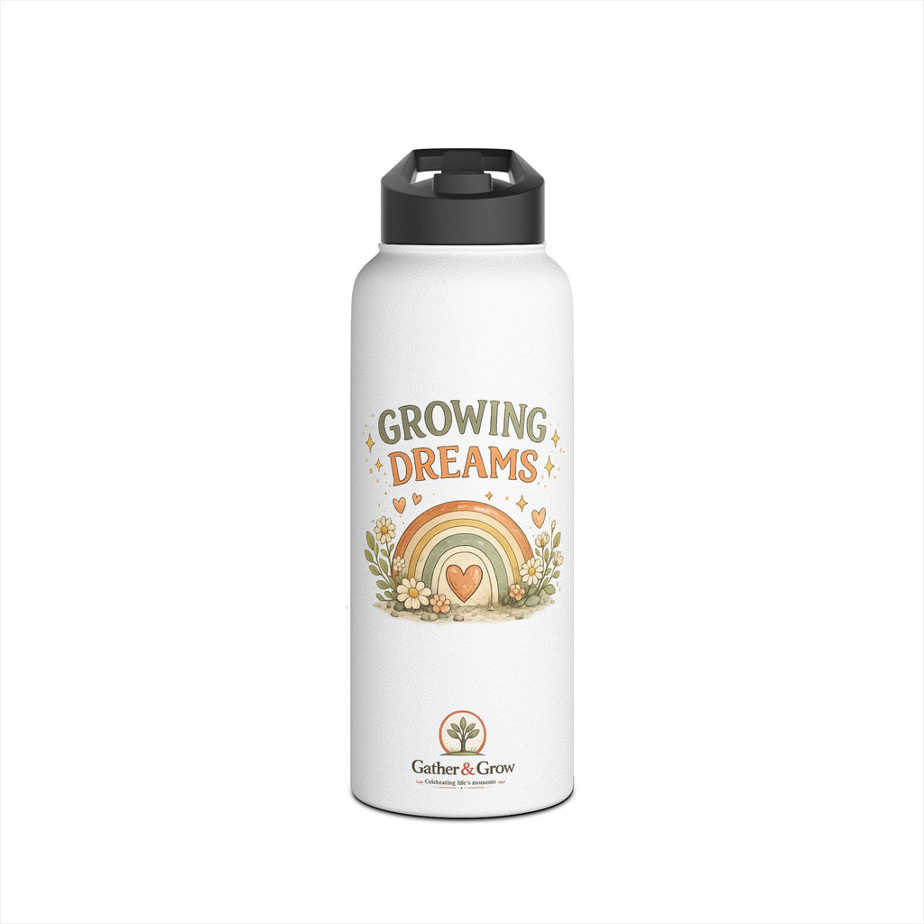 Growing Dreams Stainless Steel Water Bottle — Kids Floral Rainbow Insulated Bottle