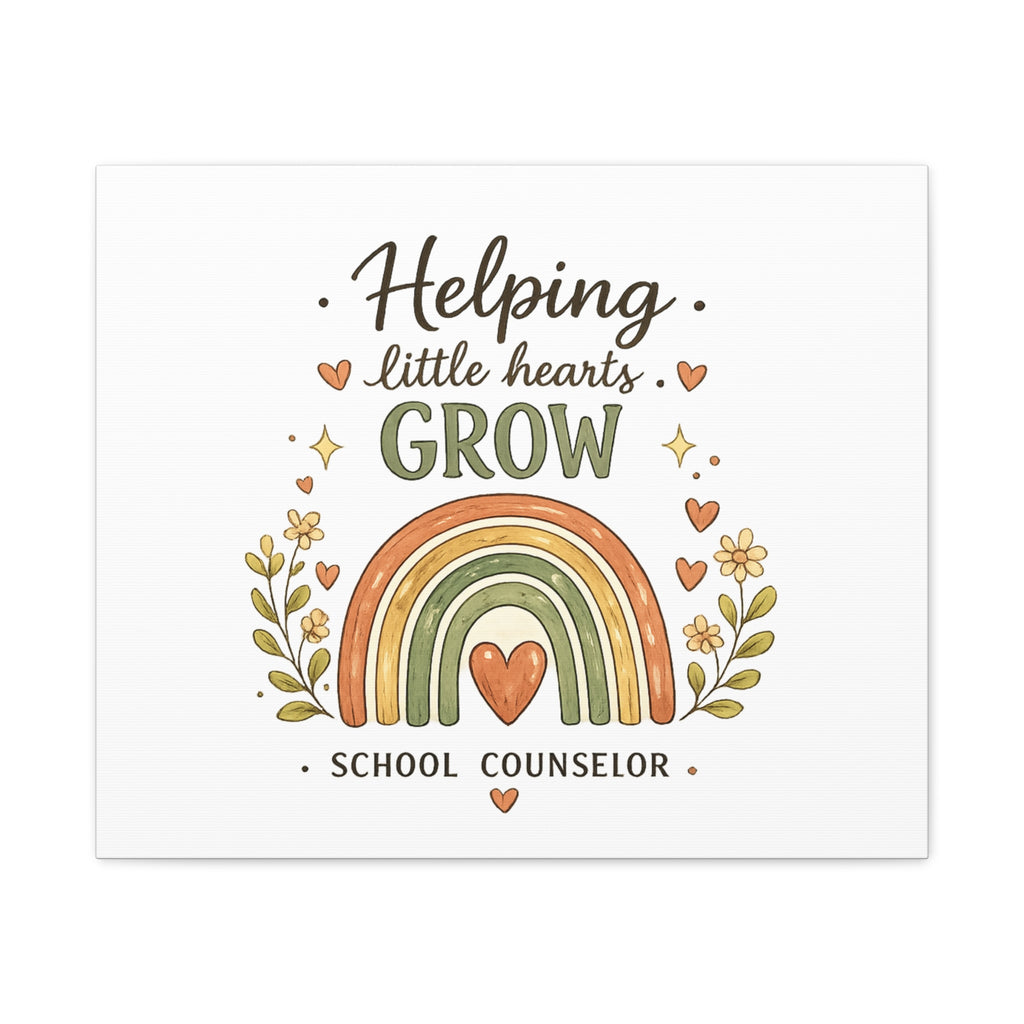 Helping Little Hearts Grow Canvas – School Counselor Decorative Wall Art