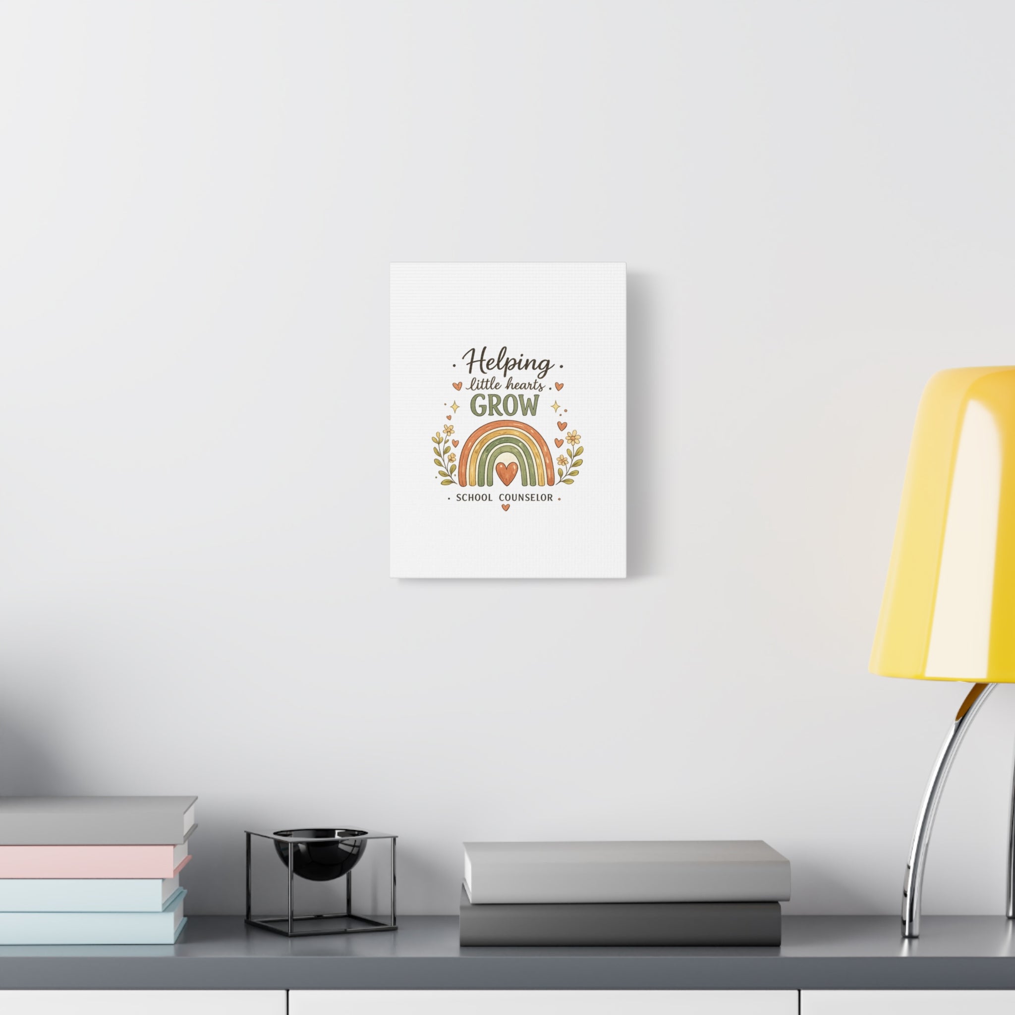 Helping Little Hearts Grow Canvas – School Counselor Decorative Wall Art