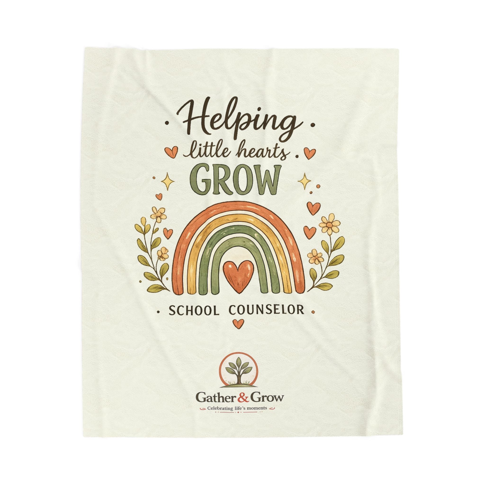 Helping Little Hearts Grow  —  Plush Blanket/Rainbow Velveteen Throw