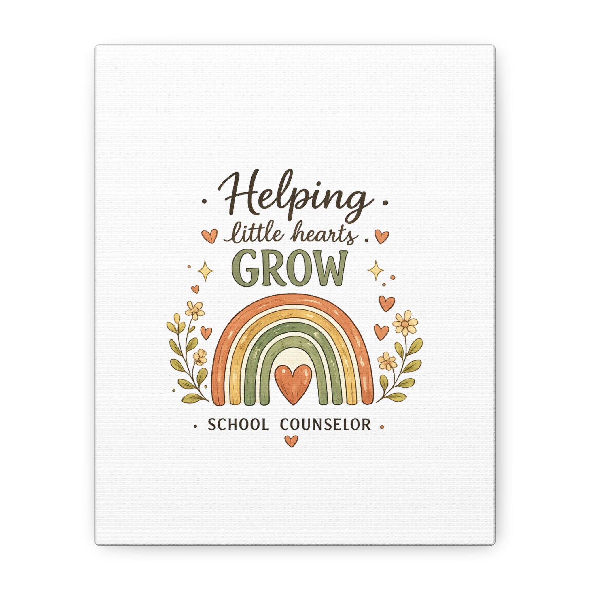 Helping Little Hearts Grow Canvas – School Counselor Decorative Wall Art