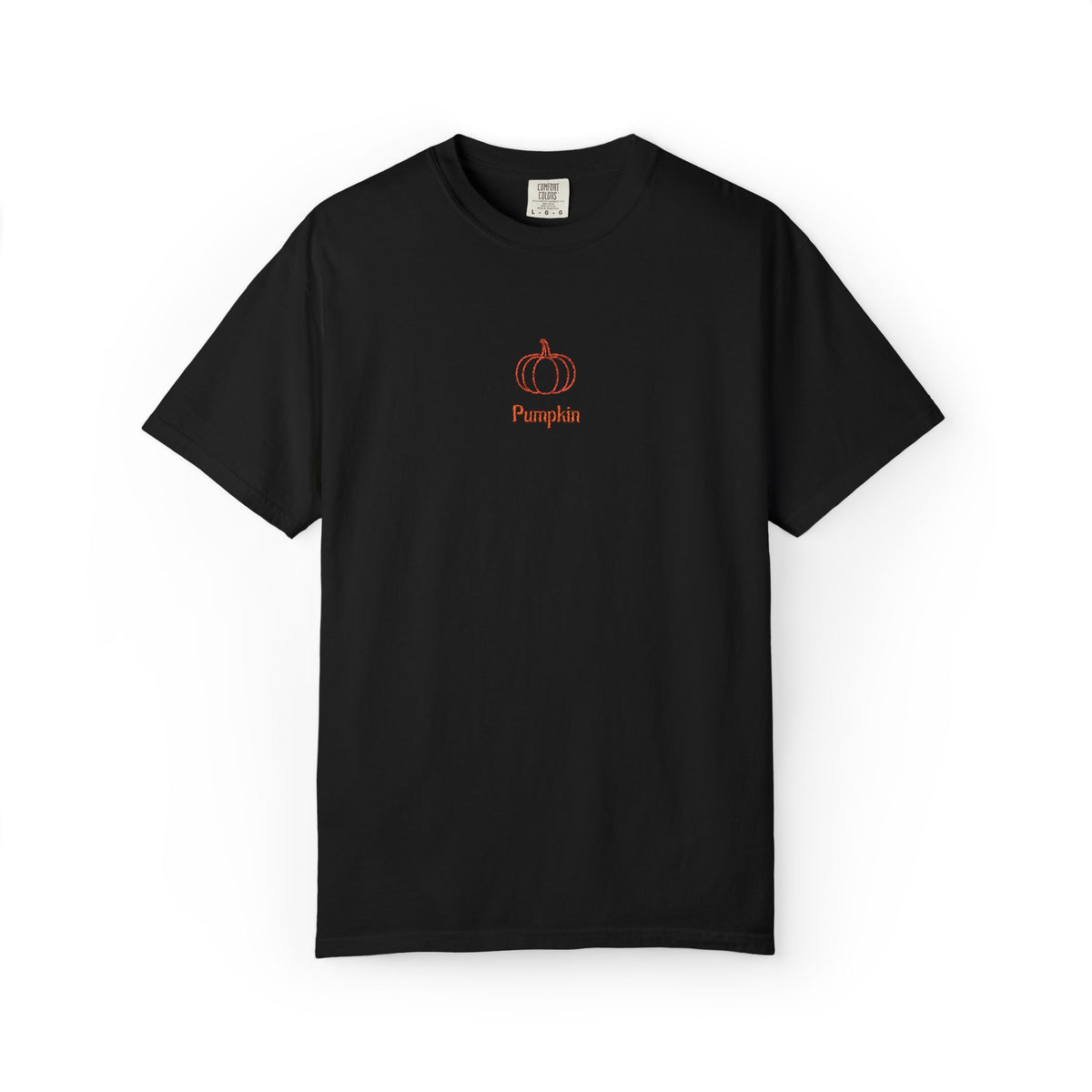 Couples Pumpkin T-Shirt — Minimal Fall Tee with Small Chest Pumpkin