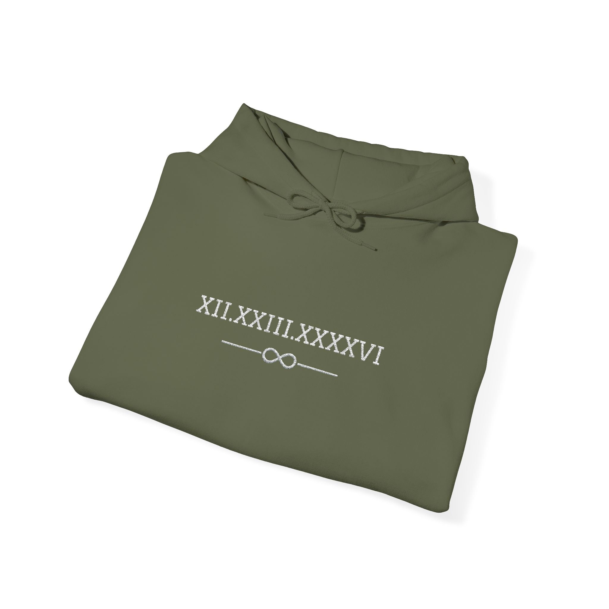 Personalized Couples Roman Numeral Date Hoodie – Minimal Pullover with Sleeve Graphics