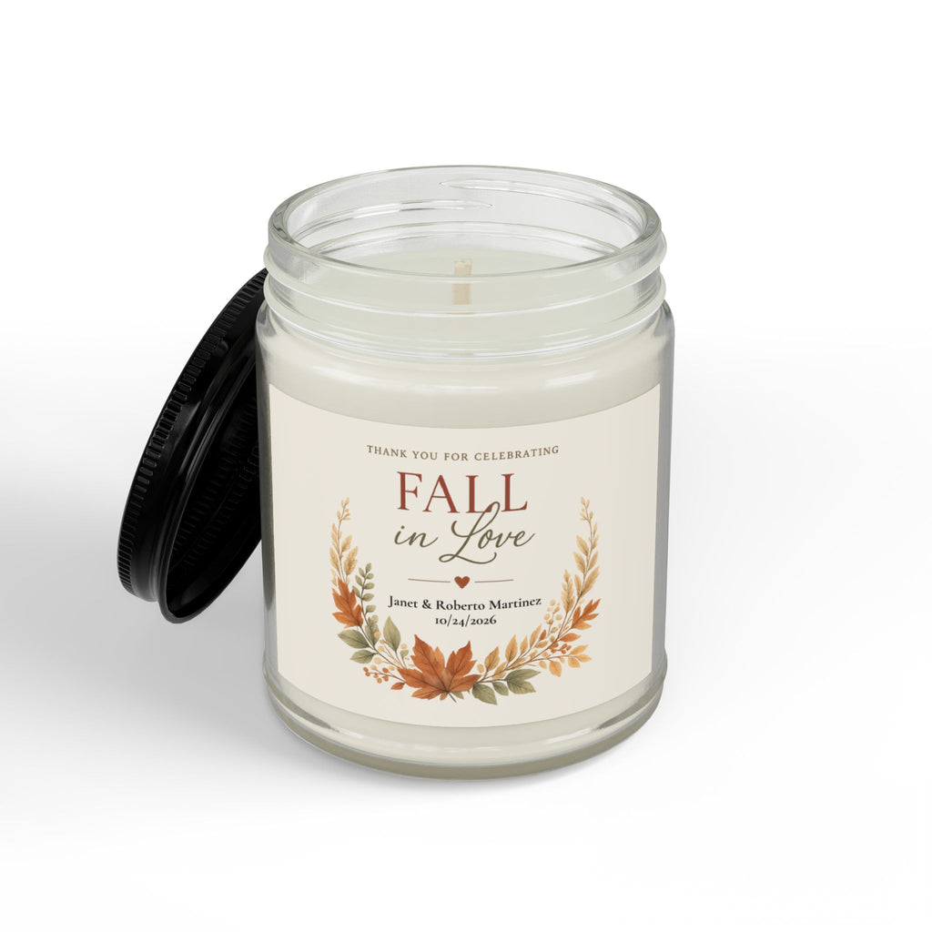 Fall in Love Scented Soy Candle (4oz & 9oz) — Amber or Clear Jar with Black Lid