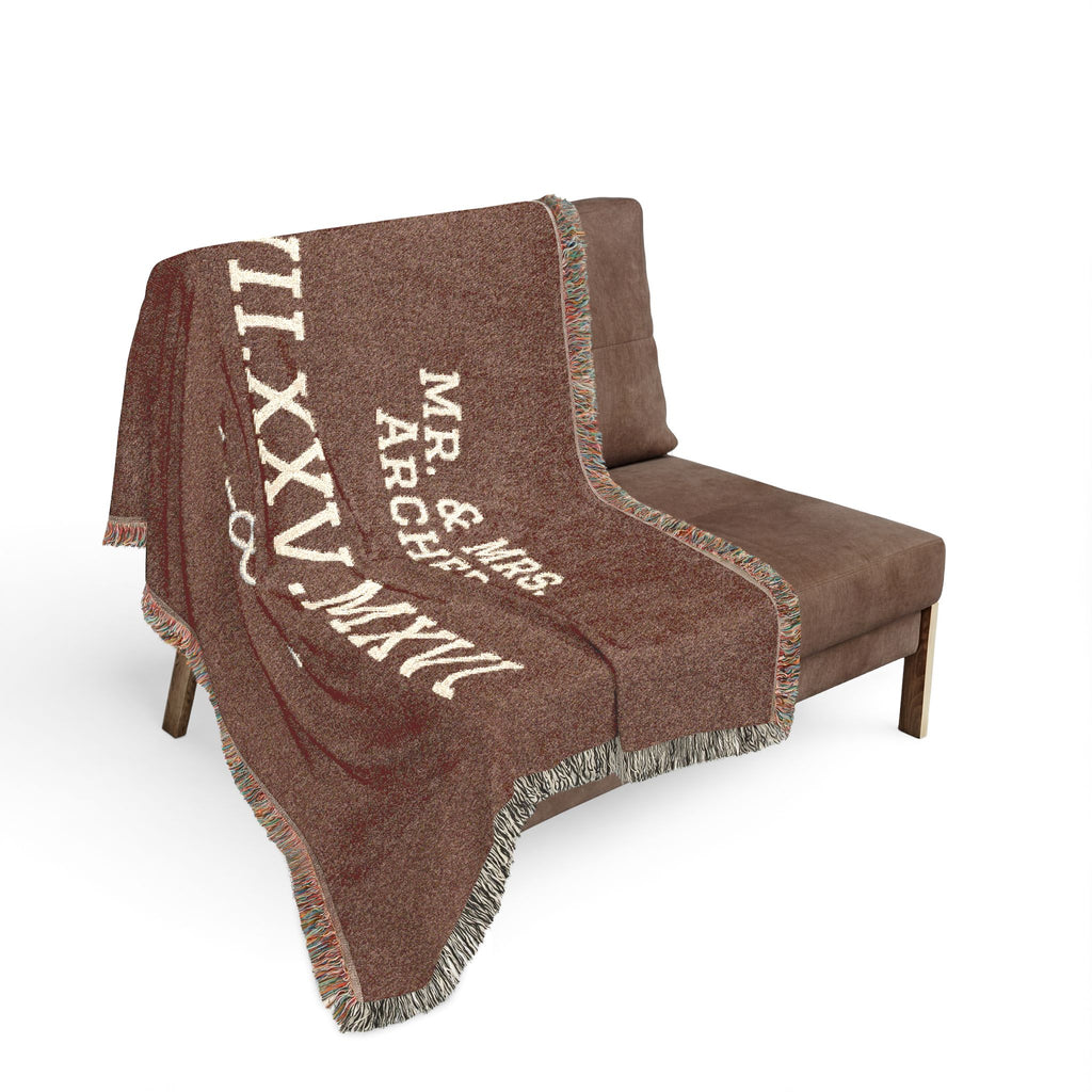 Personalized Couples Date Woven Blanket — Custom Roman Numerals