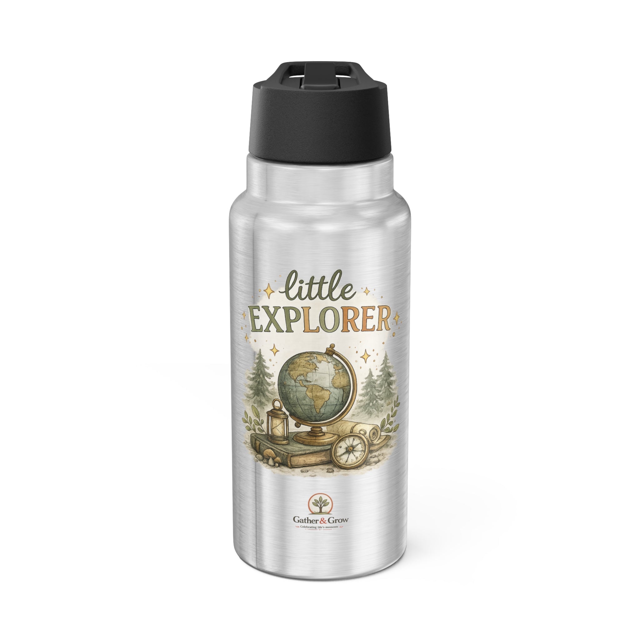 Little Explorer 32oz Stainless Steel Tumbler – Kids Adventure Globe Design