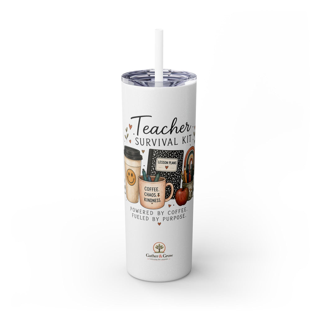 Teacher Survival Kit — 20oz Skinny Stainless Steel Tumbler