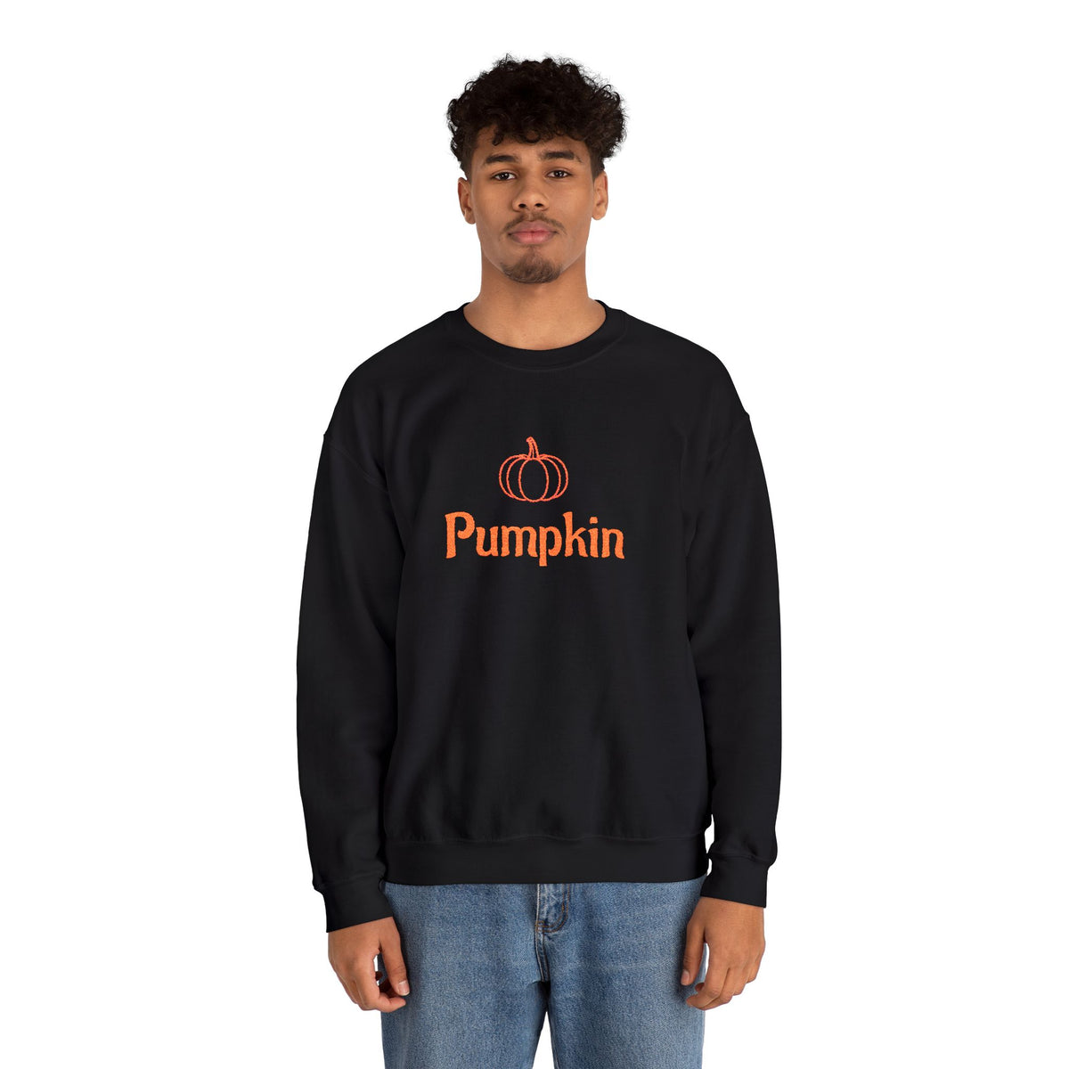 Pumpkin Embroided Crewneck Sweatshirt — Fall Couples/Matching Pullover