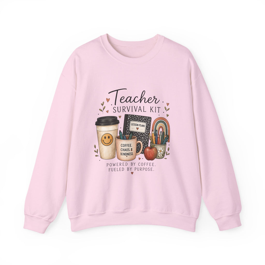 Teacher Survival Kit - Adult Crewneck Pullover Sweatshirt