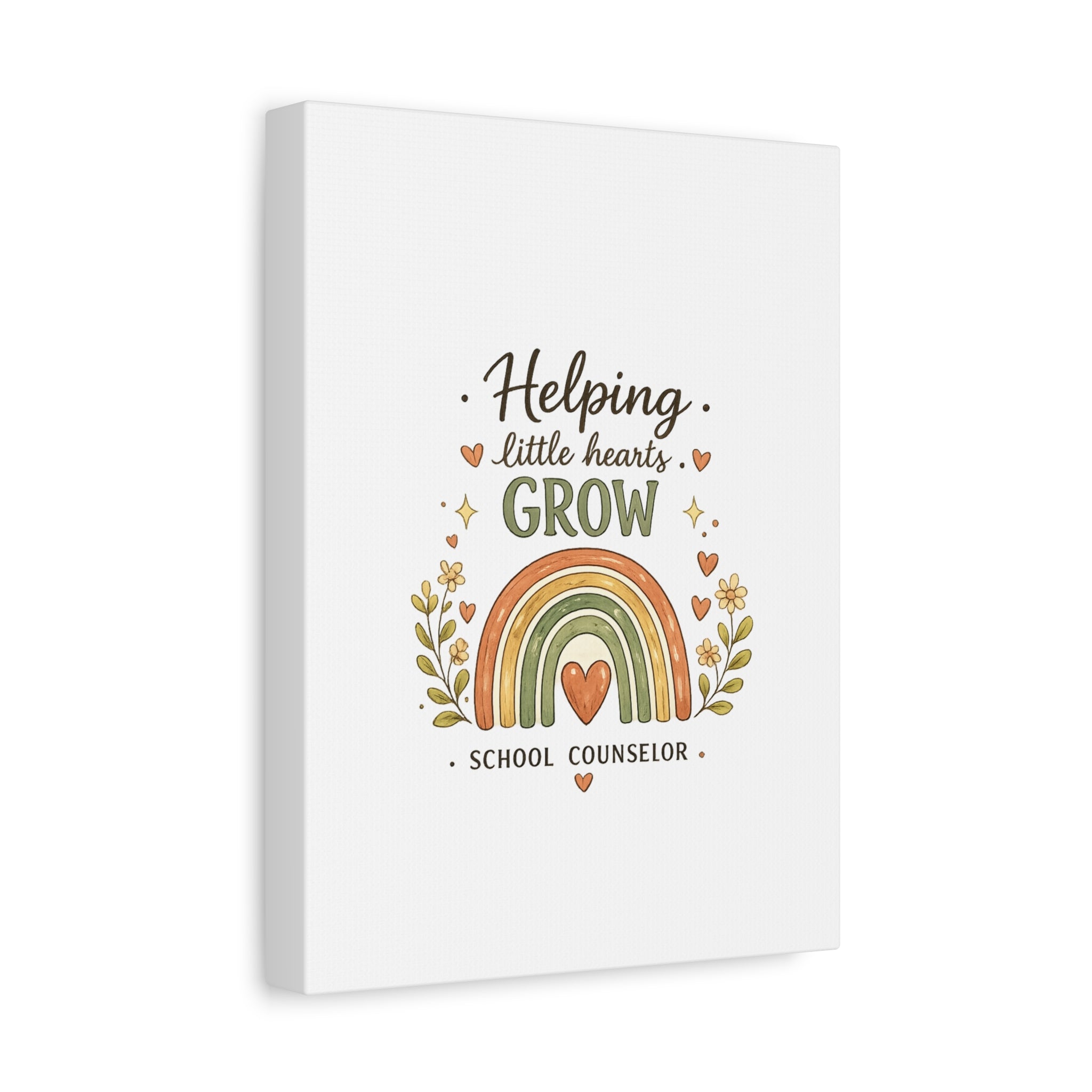 Helping Little Hearts Grow Canvas – School Counselor Decorative Wall Art