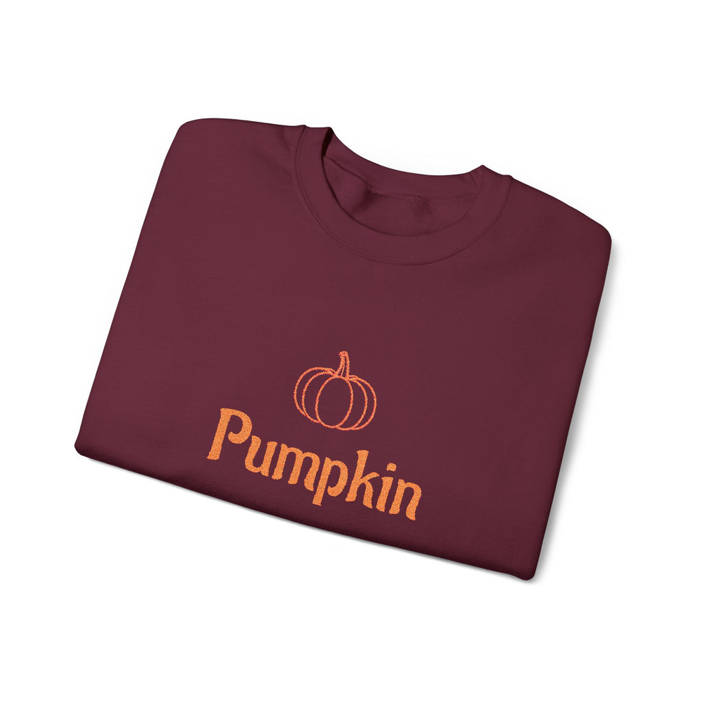 Pumpkin Embroided Crewneck Sweatshirt — Fall Couples/Matching Pullover