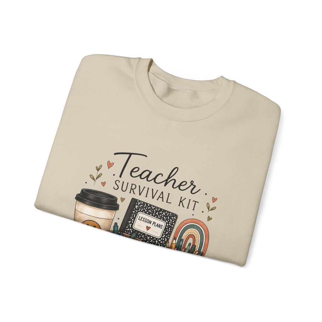Teacher Survival Kit - Adult Crewneck Pullover Sweatshirt