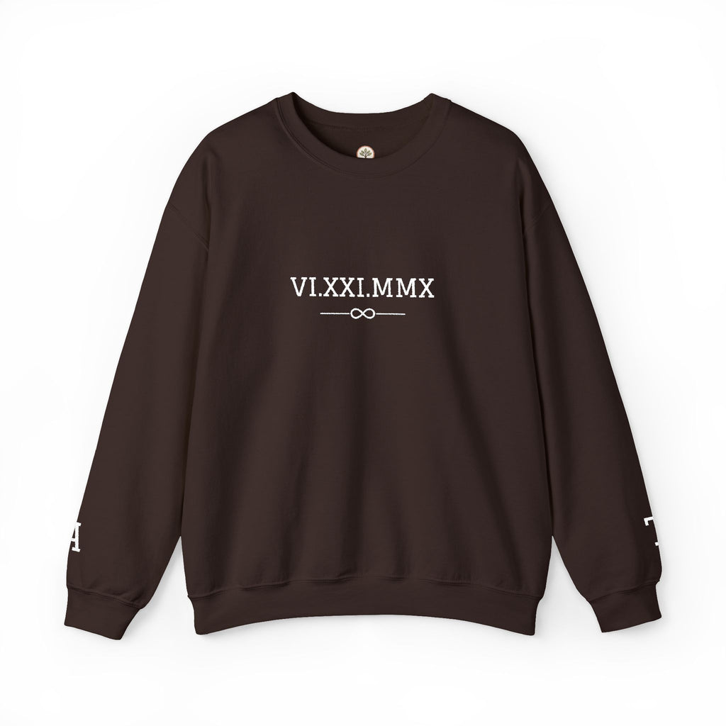 Roman Numeral Date Couples Crewneck Sweatshirt — Personalized Anniversary/Special Date