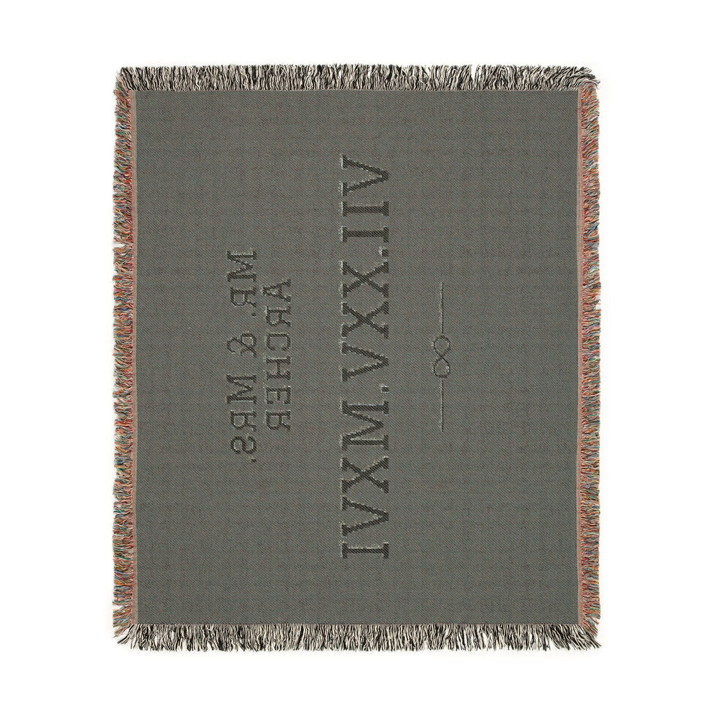 Personalized Couples Date Woven Blanket — Custom Roman Numerals