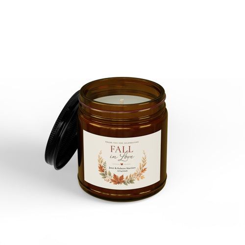 Fall in Love Scented Soy Candle (4oz & 9oz) — Amber or Clear Jar with Black Lid