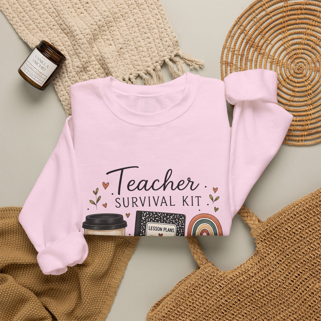 Teacher Survival Kit - Adult Crewneck Pullover Sweatshirt