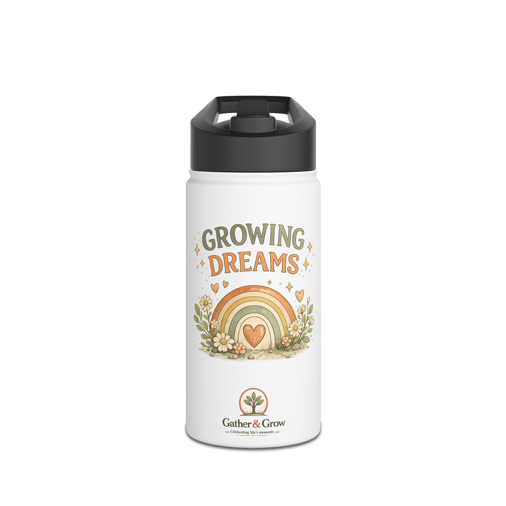 Growing Dreams Stainless Steel Water Bottle — Kids Floral Rainbow Insulated Bottle