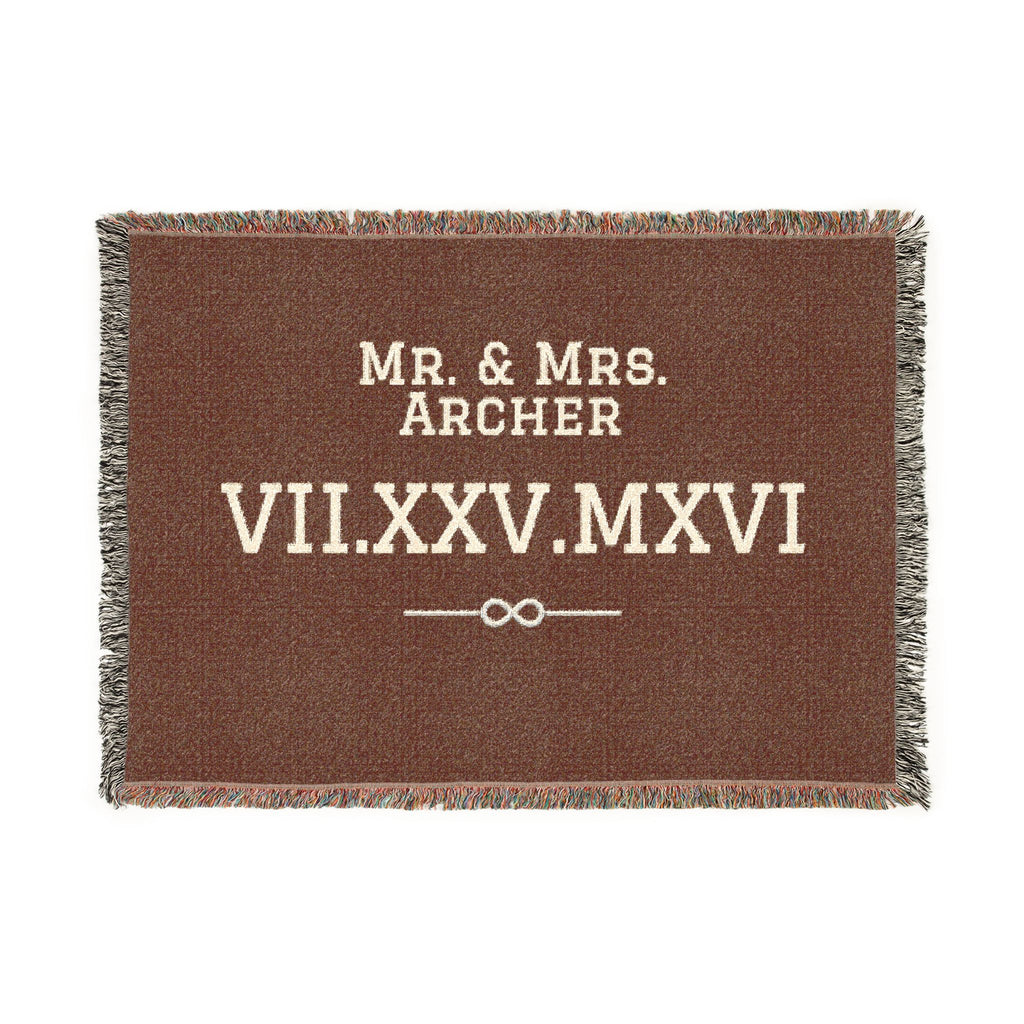 Personalized Couples Date Woven Blanket — Custom Roman Numerals