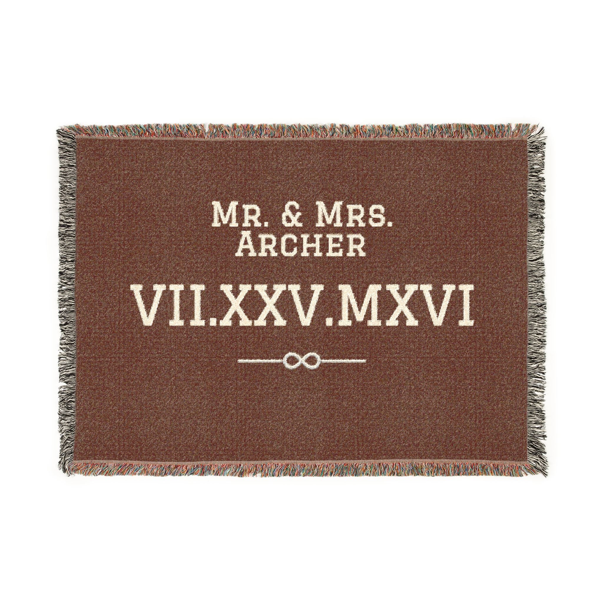 Personalized Couples Date Woven Blanket — Custom Roman Numerals
