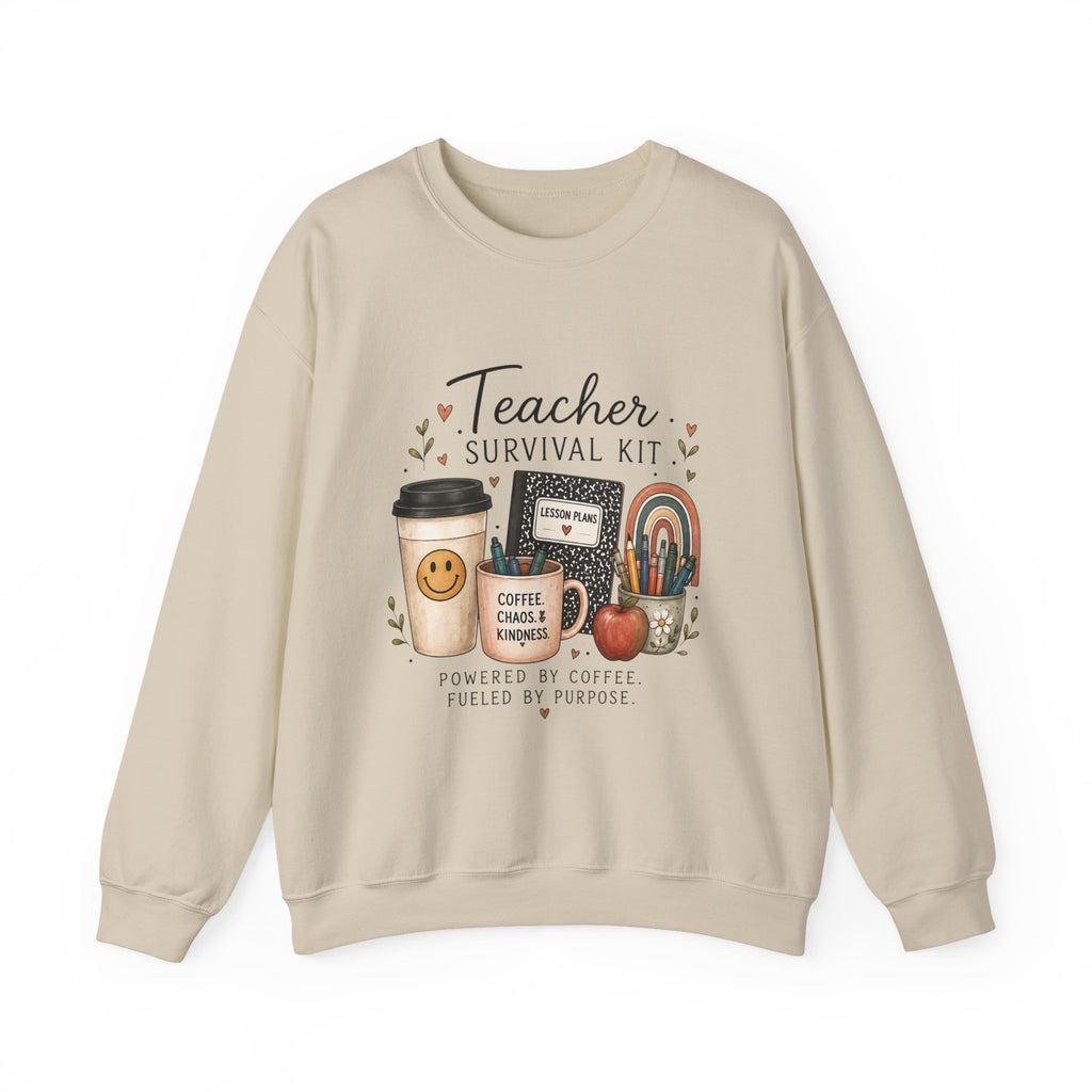 Teacher Survival Kit - Adult Crewneck Pullover Sweatshirt