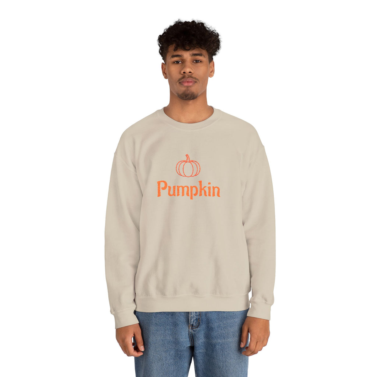 Pumpkin Embroided Crewneck Sweatshirt — Fall Couples/Matching Pullover