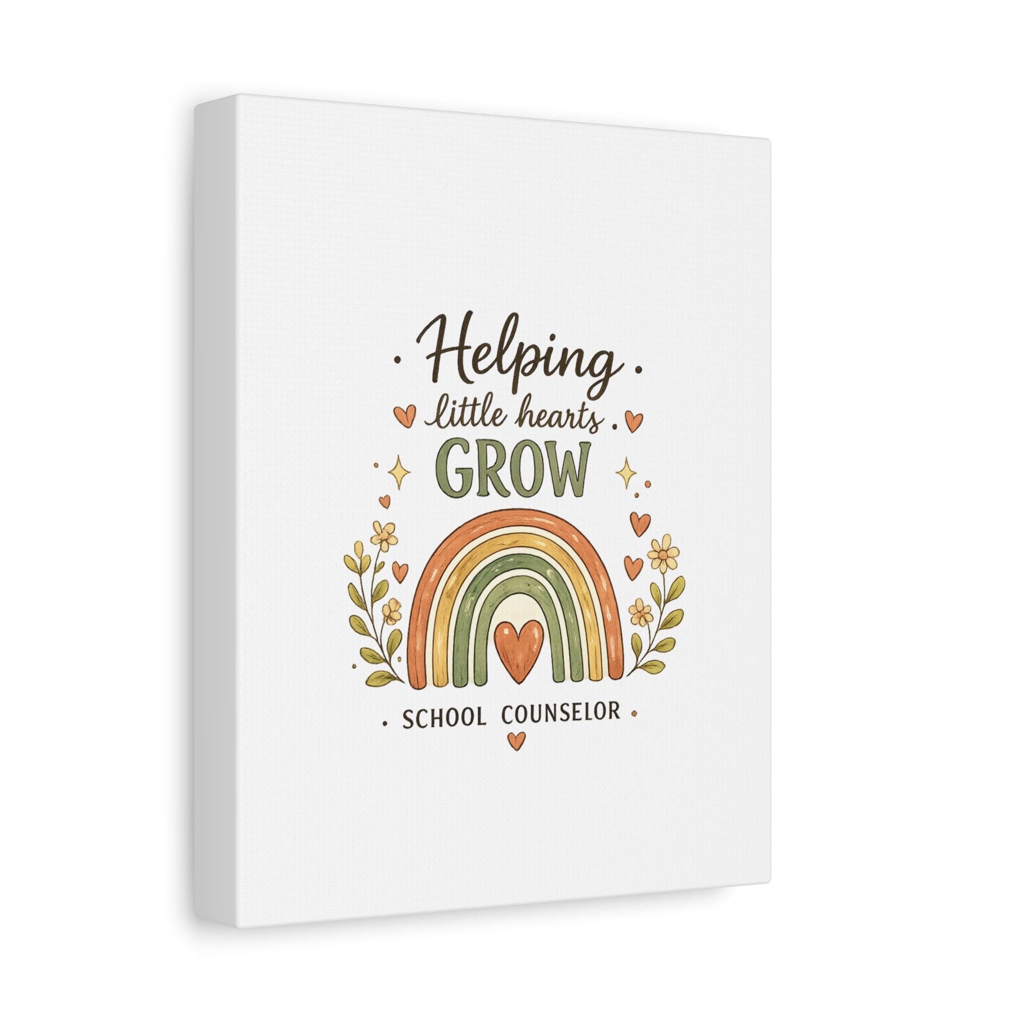 Helping Little Hearts Grow Canvas – School Counselor Decorative Wall Art