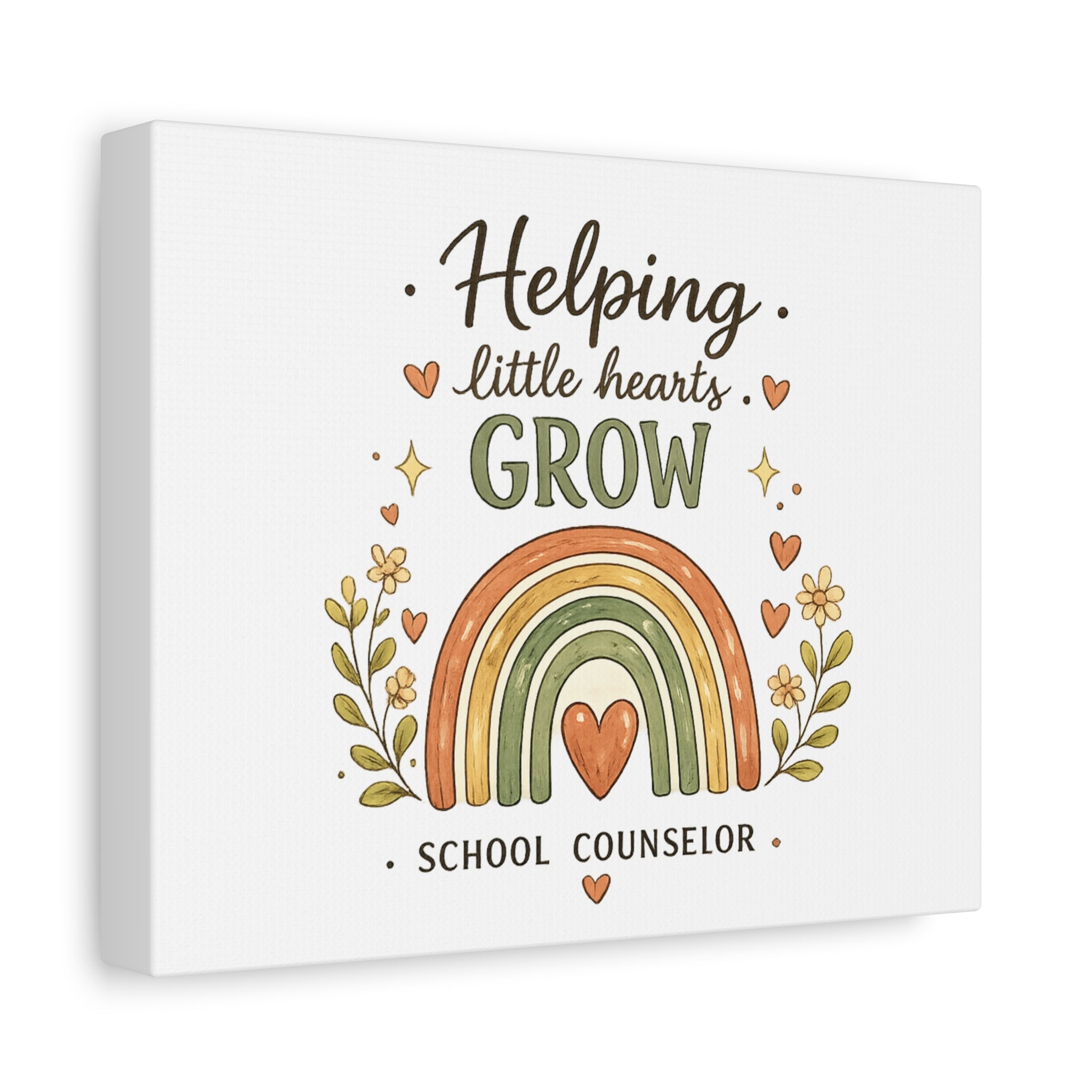 Helping Little Hearts Grow Canvas – School Counselor Decorative Wall Art