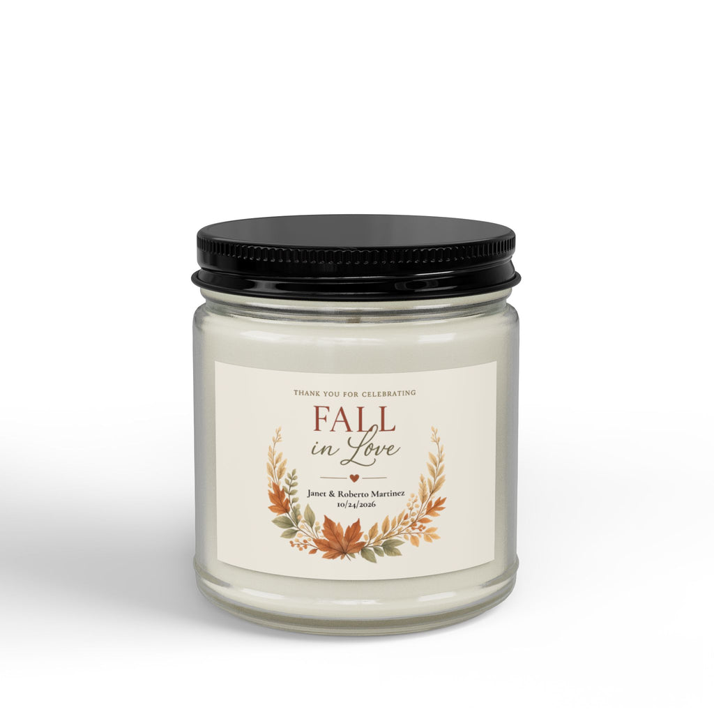 Fall in Love Scented Soy Candle (4oz & 9oz) — Amber or Clear Jar with Black Lid