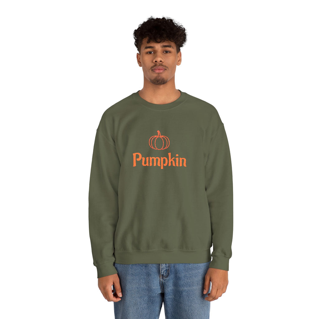 Pumpkin Embroided Crewneck Sweatshirt — Fall Couples/Matching Pullover