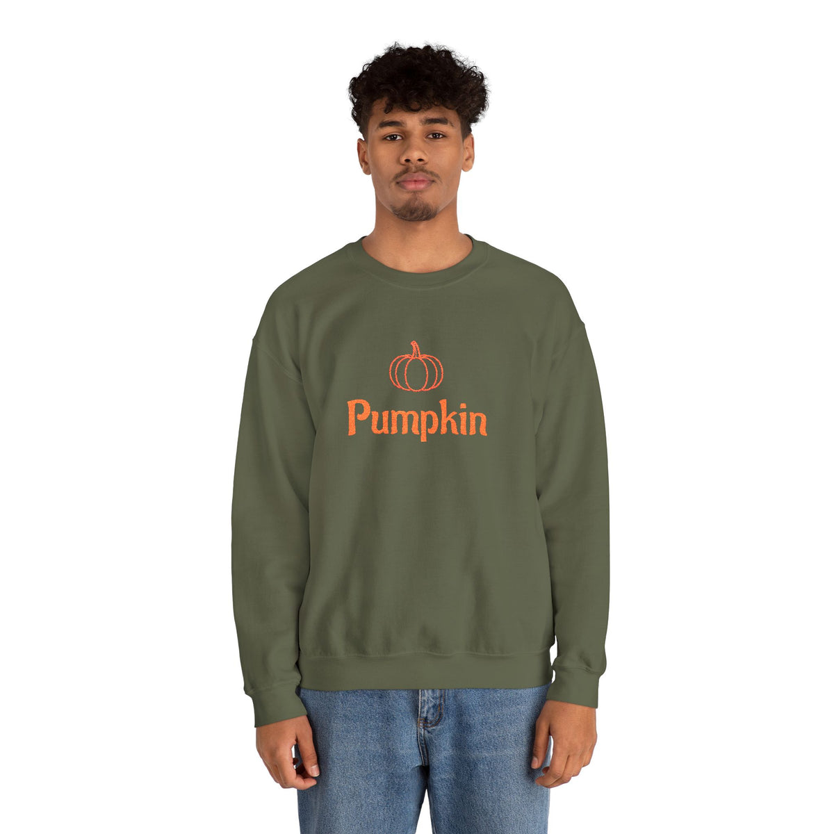 Pumpkin Embroided Crewneck Sweatshirt — Fall Couples/Matching Pullover