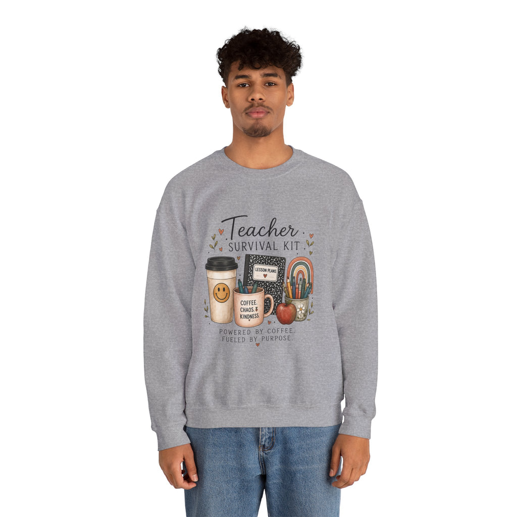 Teacher Survival Kit - Adult Crewneck Pullover Sweatshirt