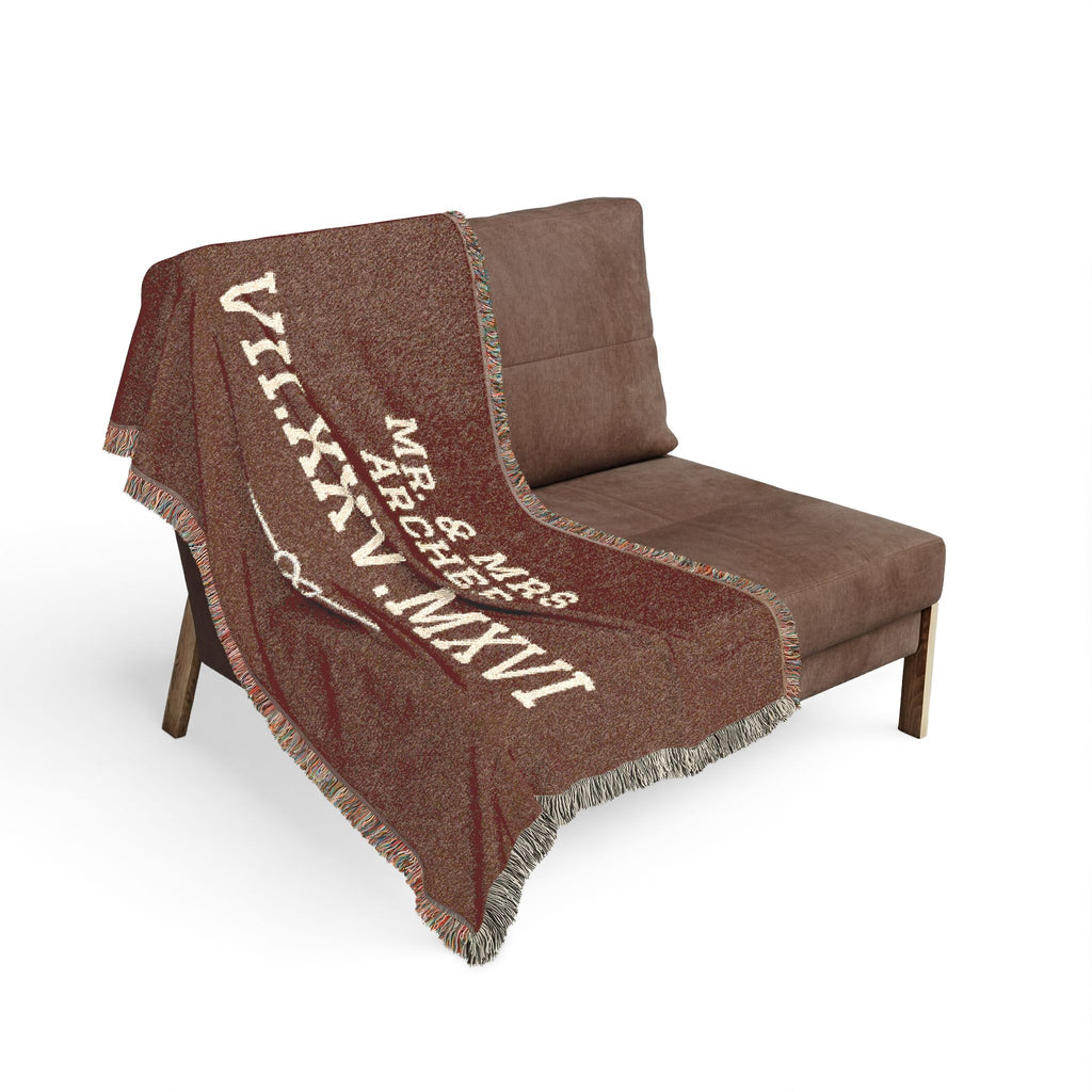 Personalized Couples Date Woven Blanket — Custom Roman Numerals