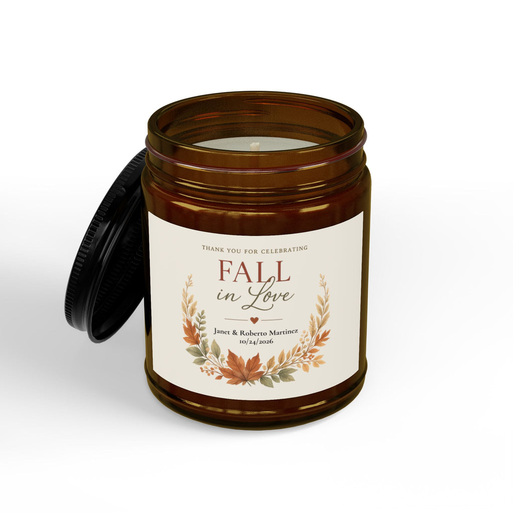 Fall in Love Scented Soy Candle (4oz & 9oz) — Amber or Clear Jar with Black Lid