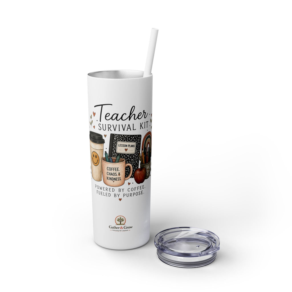 Teacher Survival Kit — 20oz Skinny Stainless Steel Tumbler