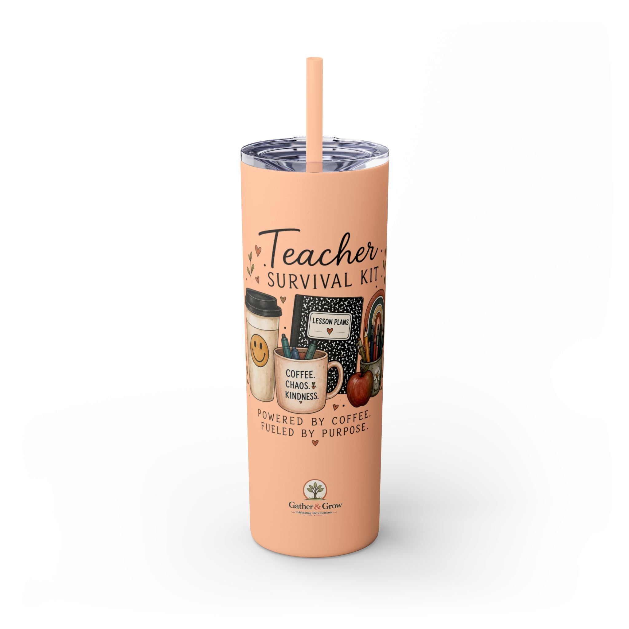 Teacher Survival Kit — 20oz Skinny Stainless Steel Tumbler